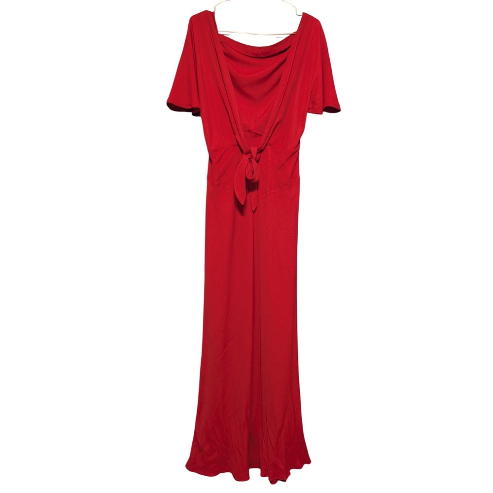 Reformation Lassie Cowl Neck Flutter Sleeve Tie Back Maxi Dress Red Size 10 - Picture 9 of 13
